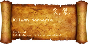 Kulman Norberta névjegykártya